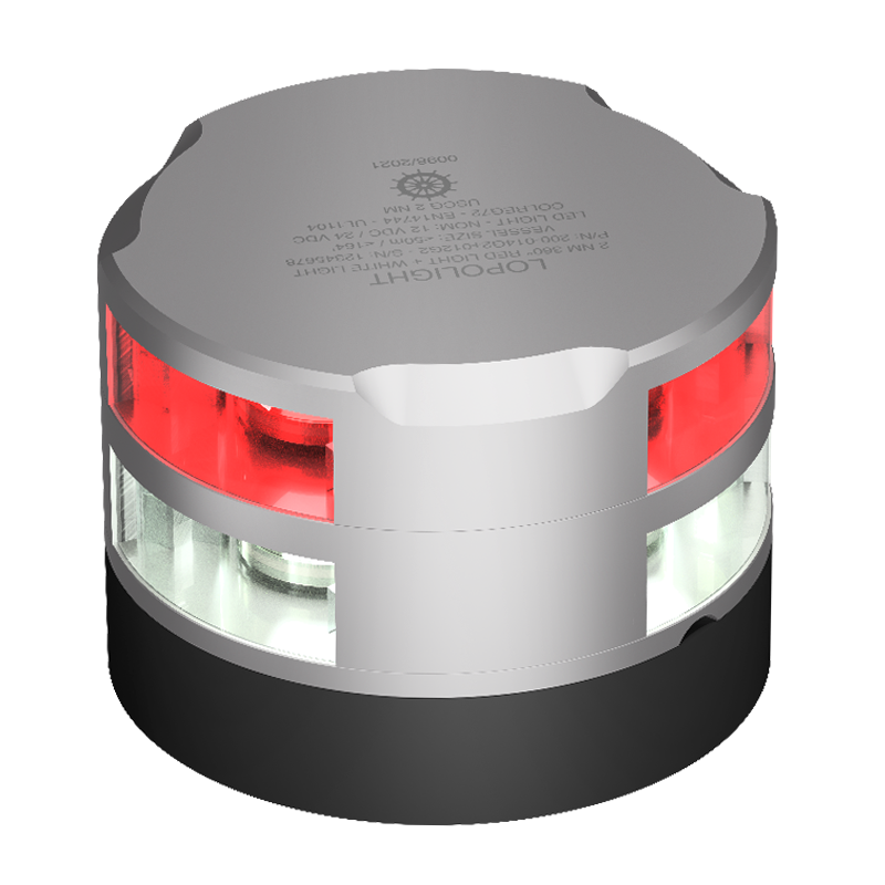 2nm 360° Red + 2nm 360° White w/strobe, silver 2nm 360° Red + 2nm 360° White w/strobe, silver